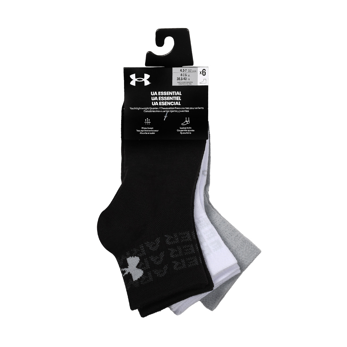 Under Armour - Chaussettes courtes UA Essentials pour junior - 6 paires