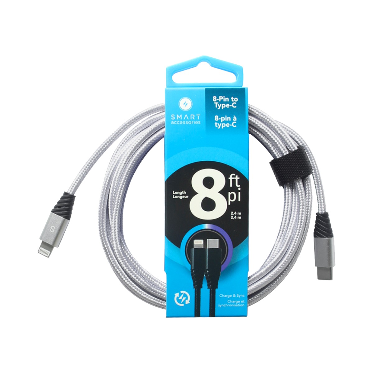SRP - SMART 8′ C to 8 PIN Charging Cable - Coiled