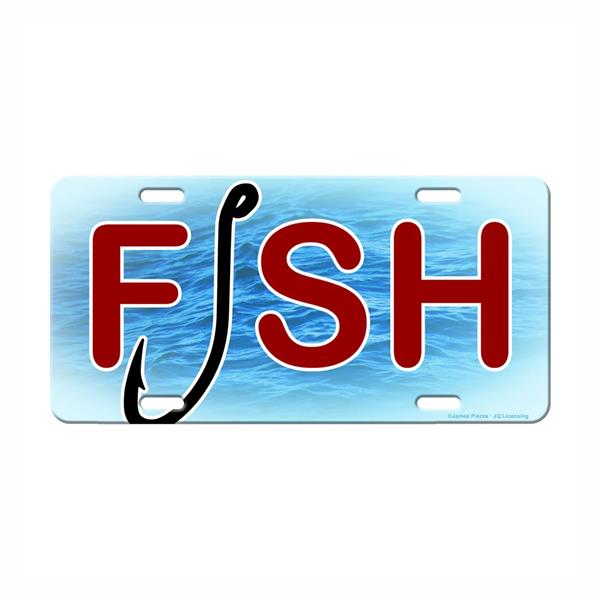 Plaque auto Fish and Hook - Rivers Edge Products