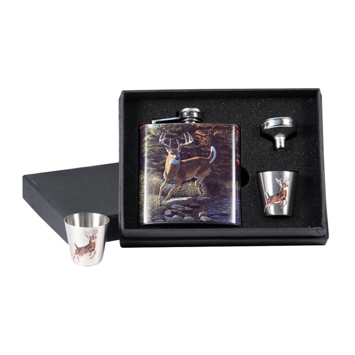 Rivers Edge Products - Flask And Shots Set - Deer