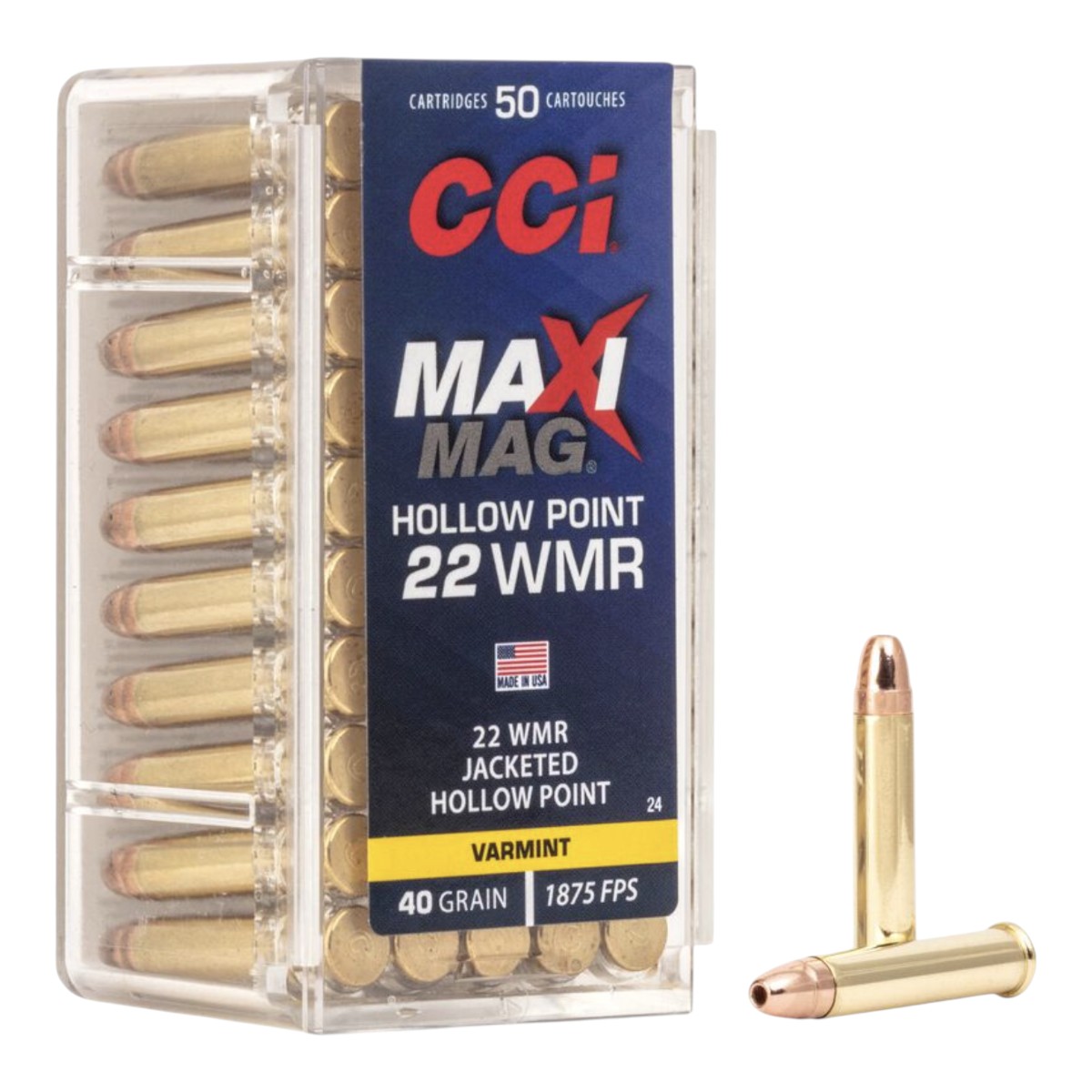CCI Ammunition - 22 WMR, 40 Grain, Jacketed Hollow Point Bullets