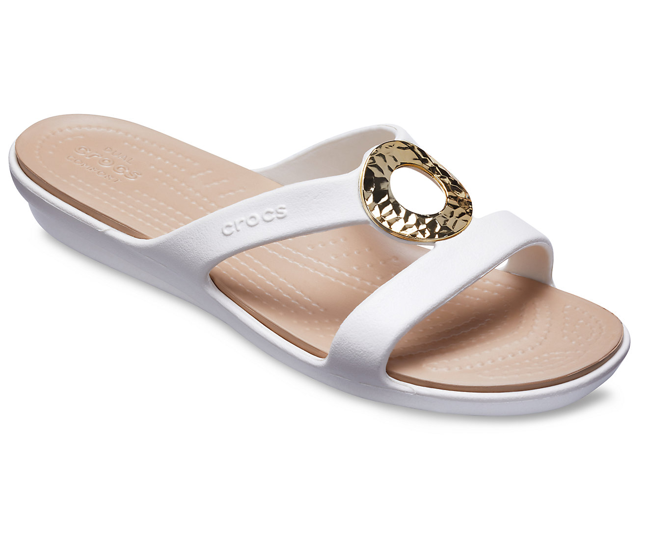 crocs sanrah hammered metallic sandal