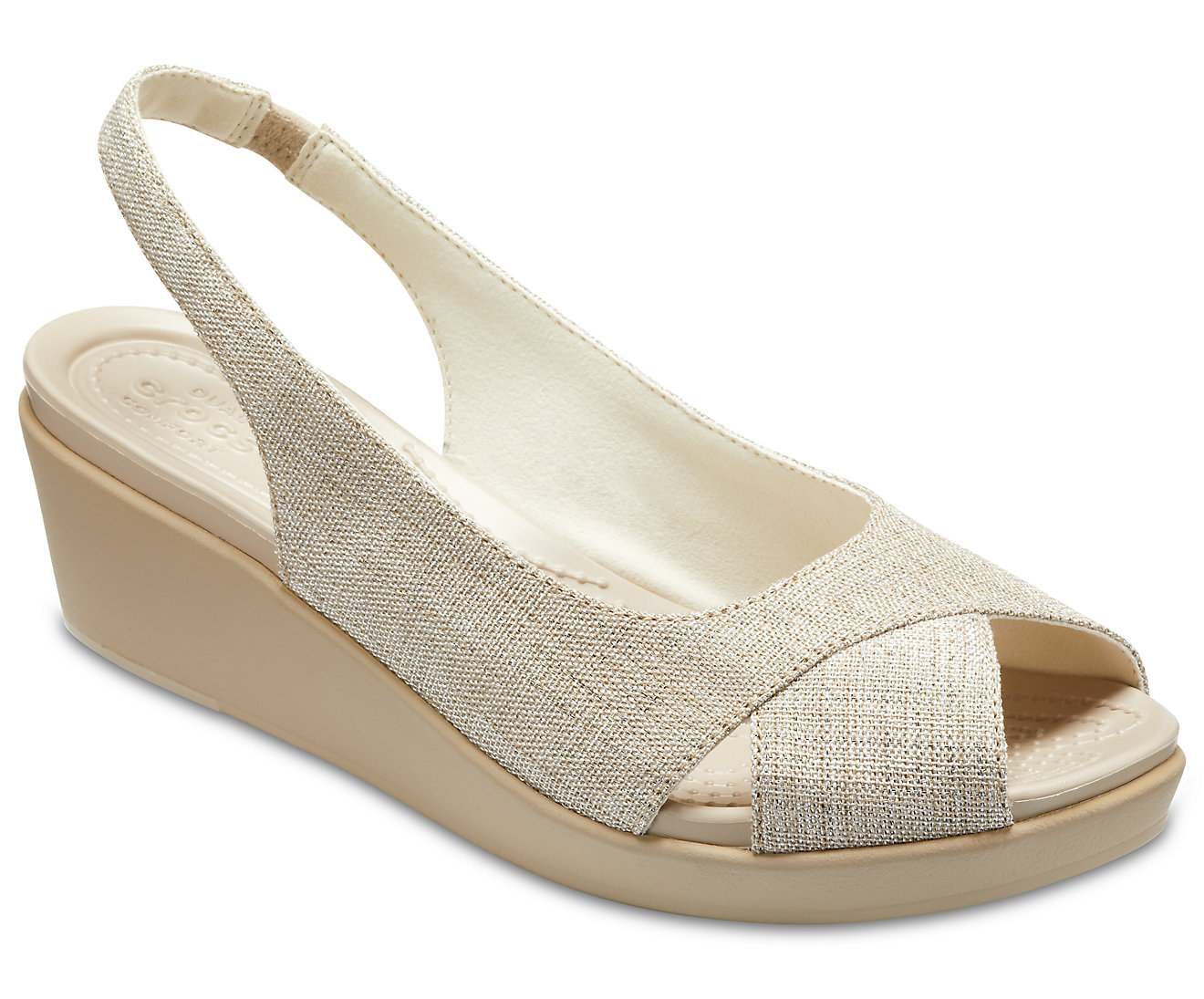 Women s Leigh Ann Shimmer Slingback Wedge Crocs Latulippe