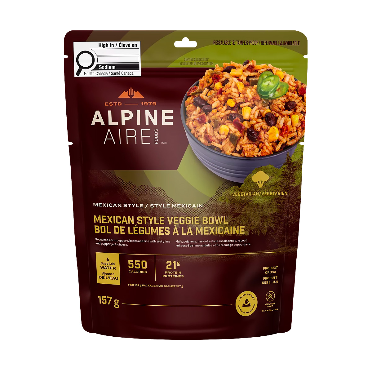 AlpineAire Foods - Mexican style Veggie Bowl (with Rice and Beans)