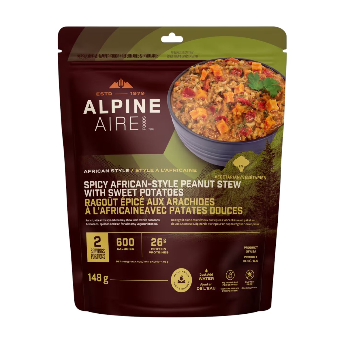 AlpineAire Foods - Ragoût d'arachide épicé à l'africaine avec patates douces