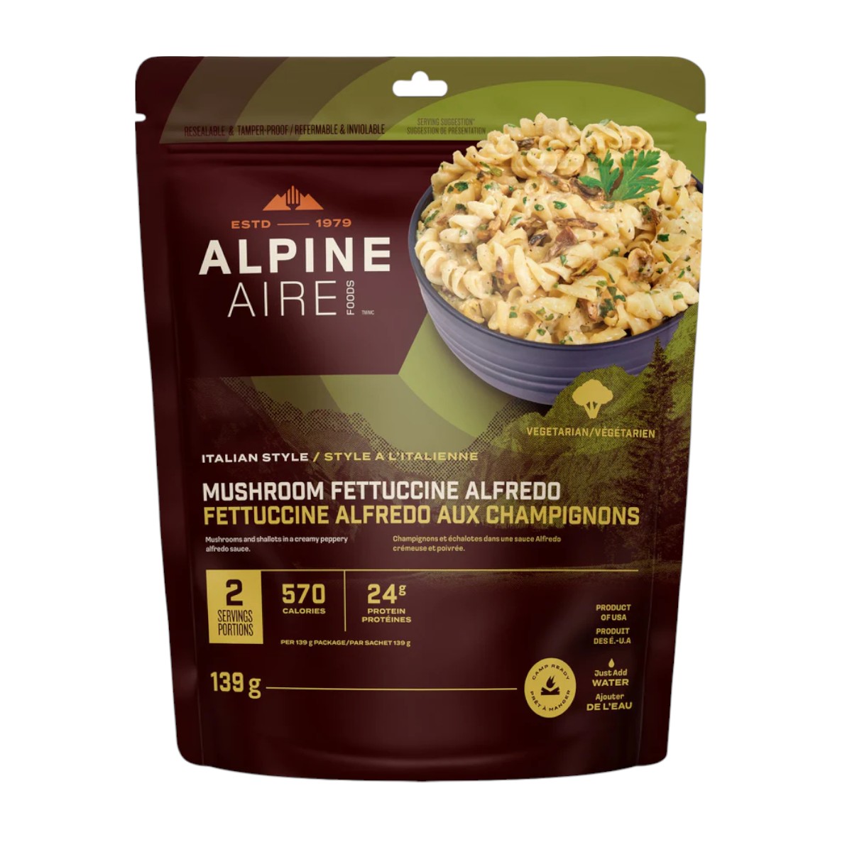 AlpineAire Foods - Fettuccine alfredo aux champignons sauvages