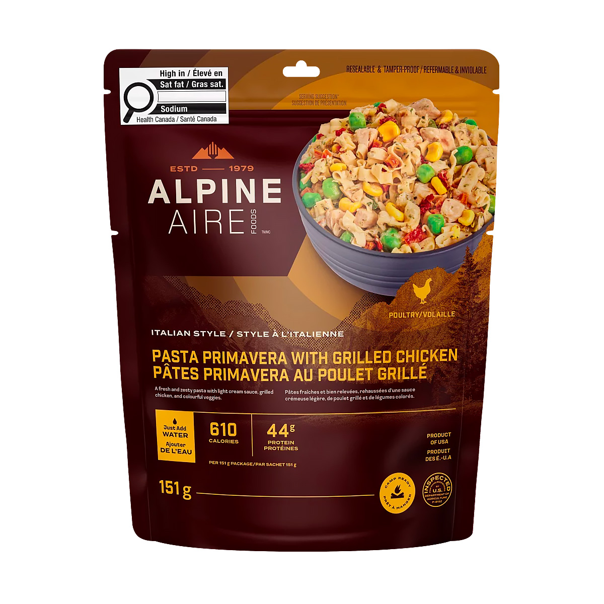AlpineAire Foods - Pâtes primavera au poulet grillé