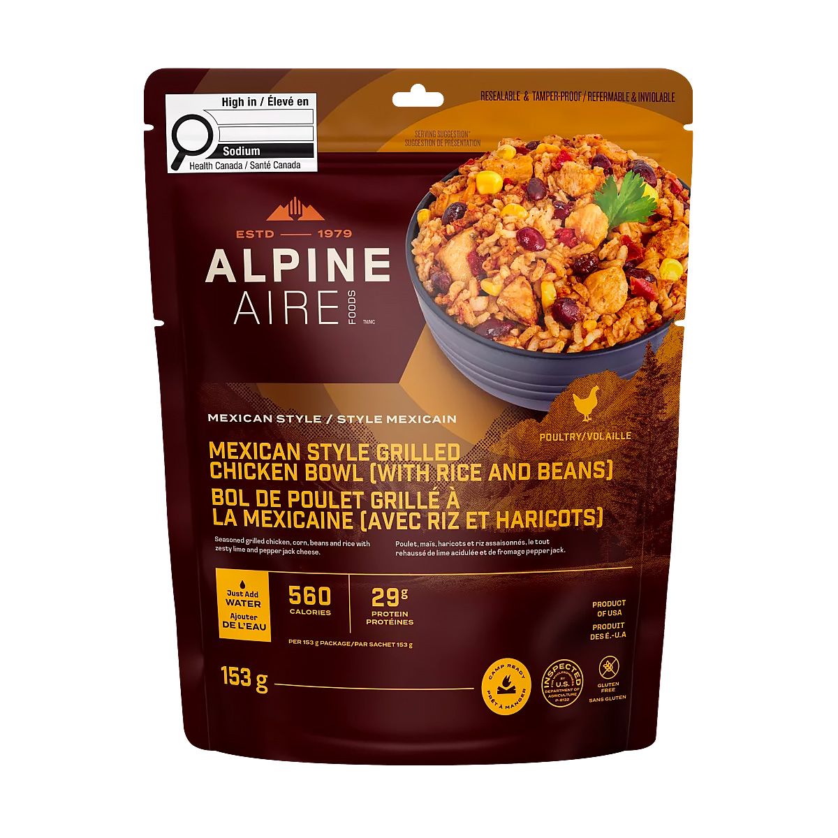 AlpineAire Foods - Mexican Style Grilled Chicken Bowl (with Rice and Beans)