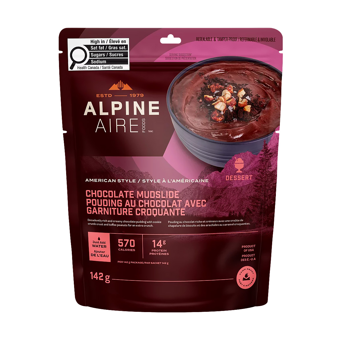 AlpineAire Foods - Pouding au chocolat avec garniture croquante