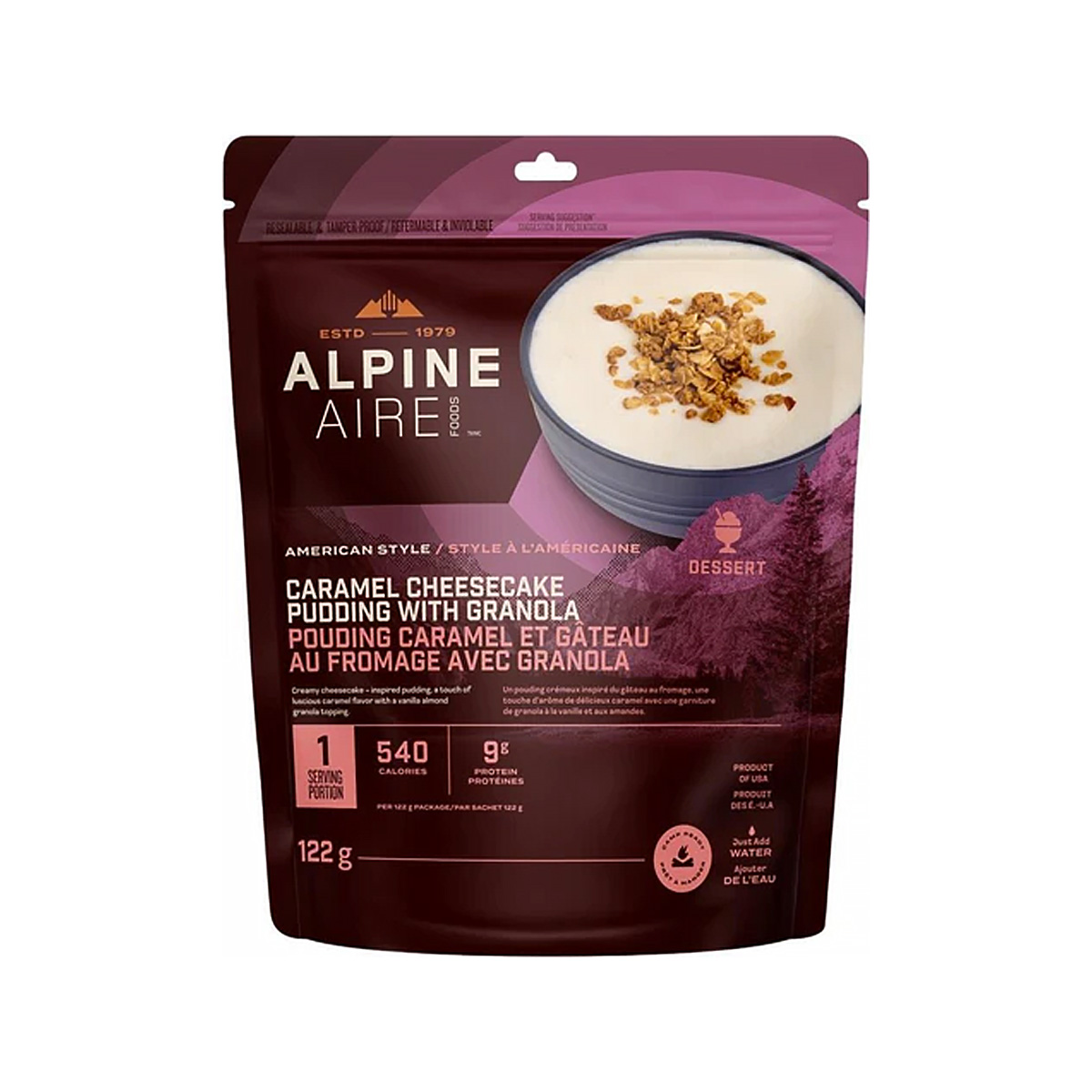 AlpineAire Foods - Pouding caramel et gâteau au fromage avec granola