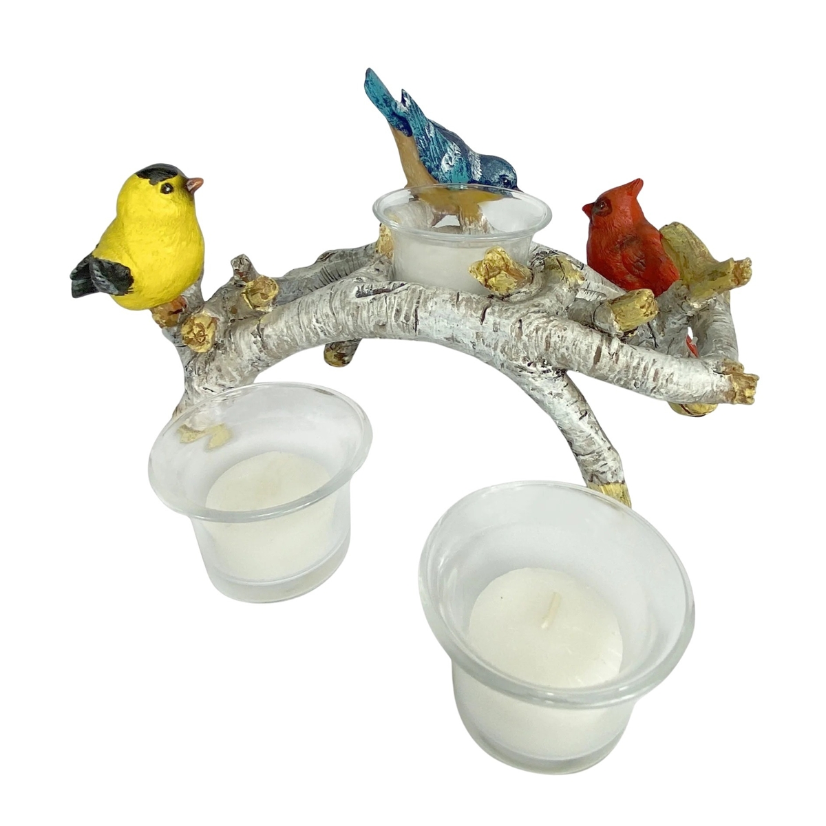 Rivers Edge Products - Candle Holder - Birch with Birds 3-Piece