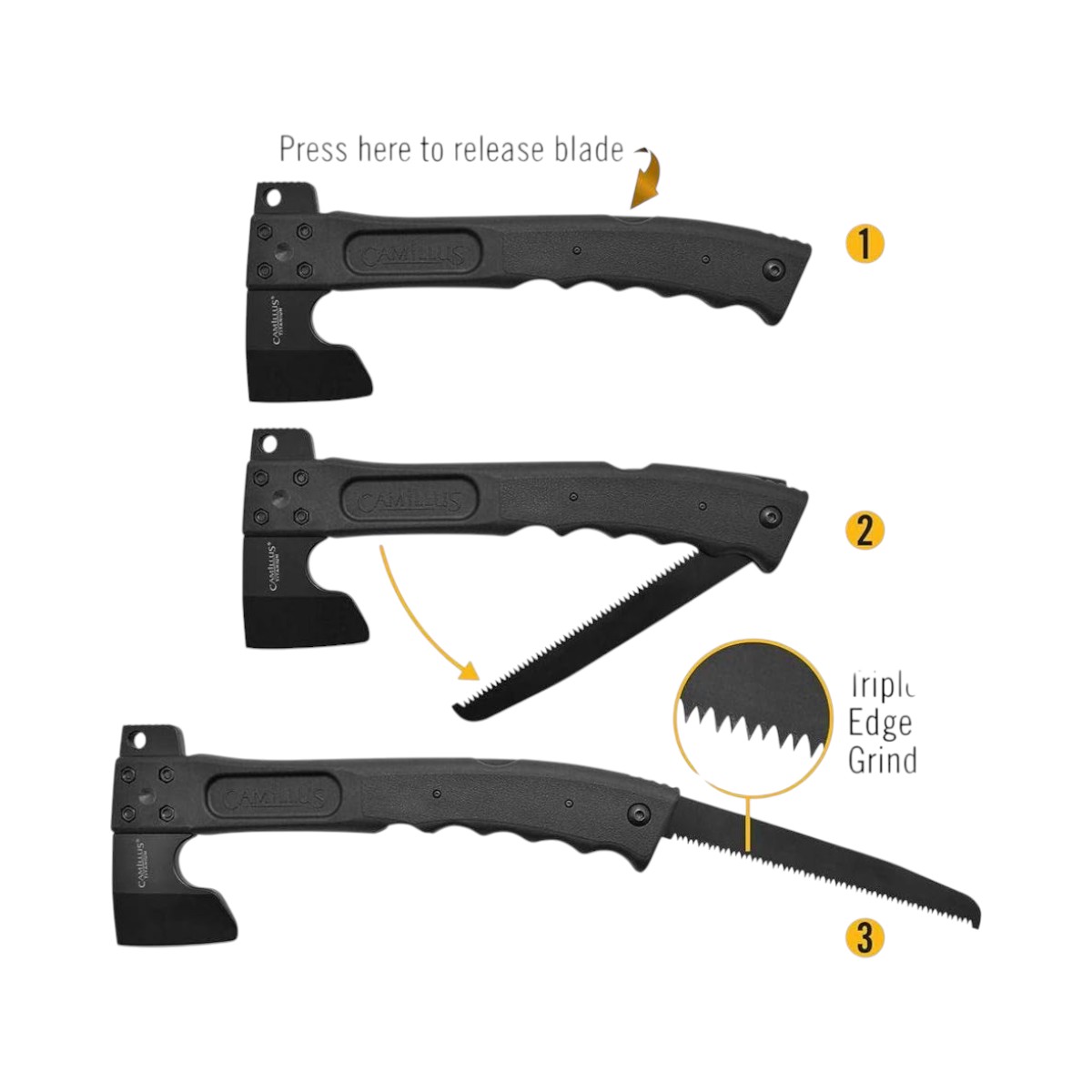 Camillus - Camillus Camtrax 19142 3-in-1 Hatchet with Saw and Hammer