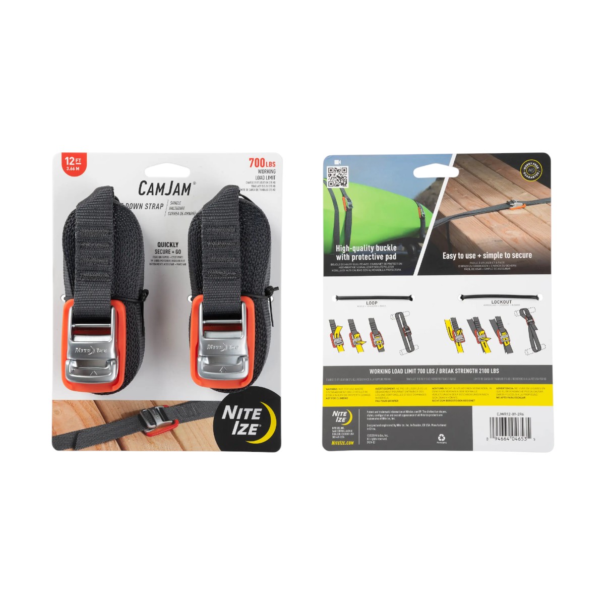 Nite Ize - CamJam® Tie Down Strap 12 ft. - 2 Pack