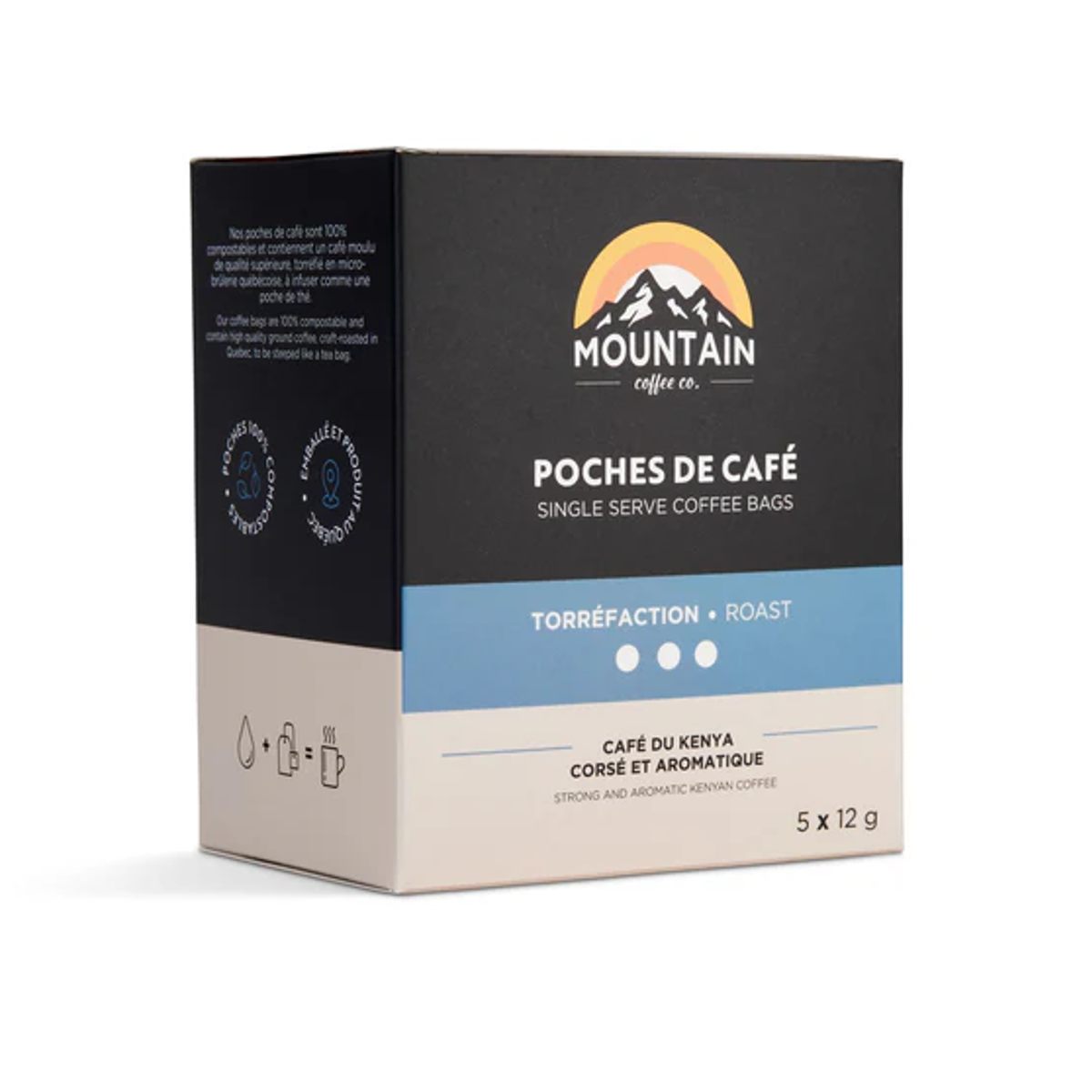 Mountain Coffee - Box of 5 Dark Roast Single Use Coffee Bags