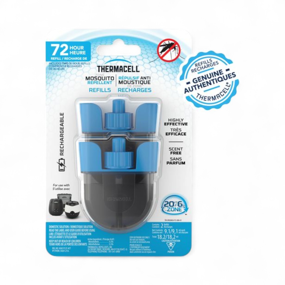 Recharge Thermacell Anti Moustique Thermacell Appareil Portatif MR-300 Anti-moustiques Sans Plaquettes Ni Gaz Vert Olive Thermacell Recharge