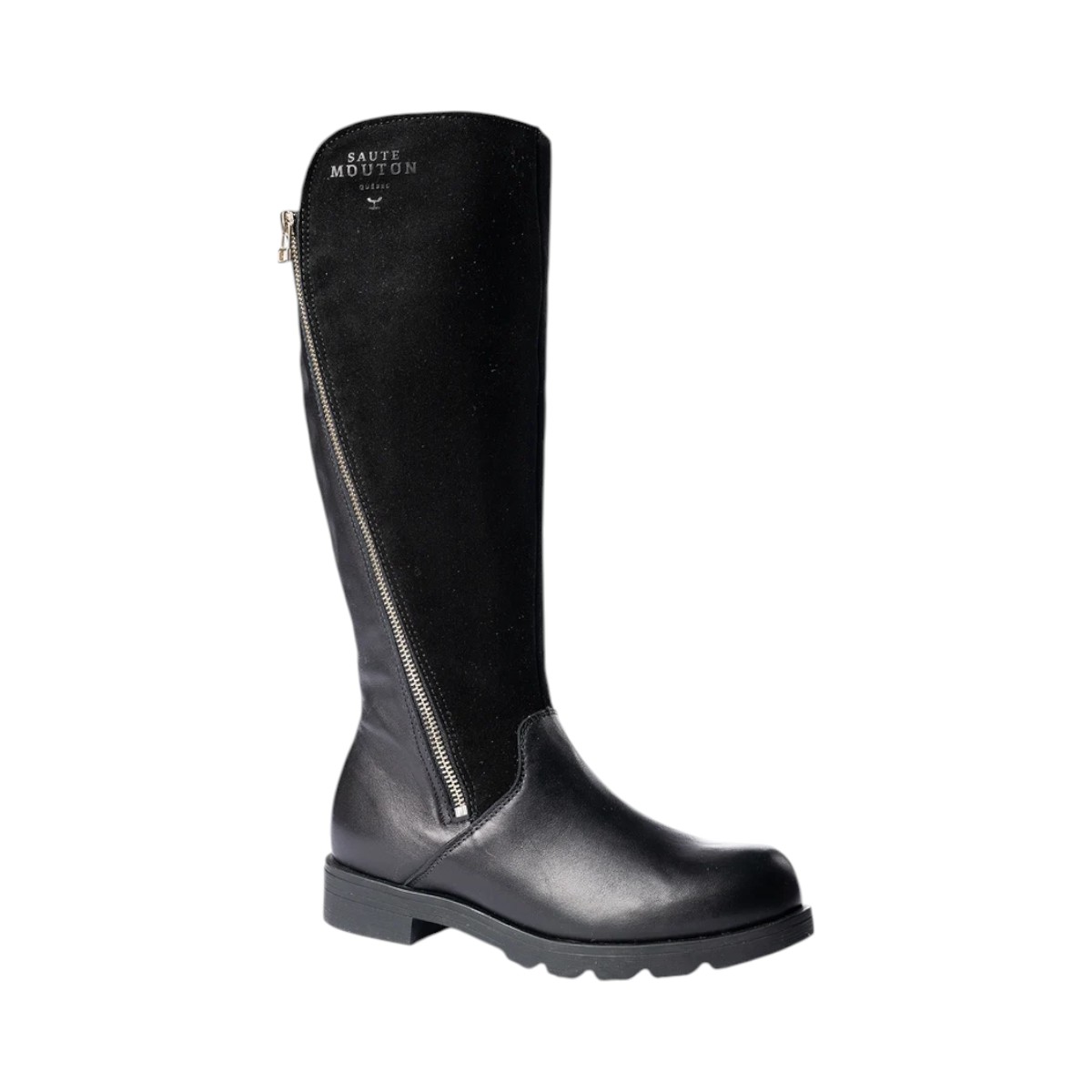 Saute-Mouton - Bottes hautes en cuir Marine pour femme