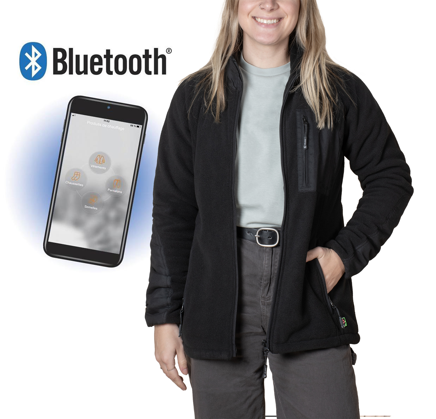 Pèlerin - Veste chauffante en polaire - Bluetooth - pour femme