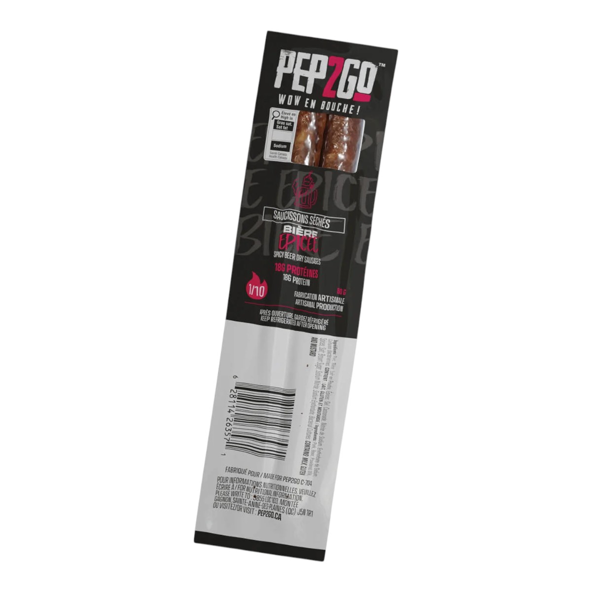 PEP2GO - 2 saucissons séchés saveur de bière épicée