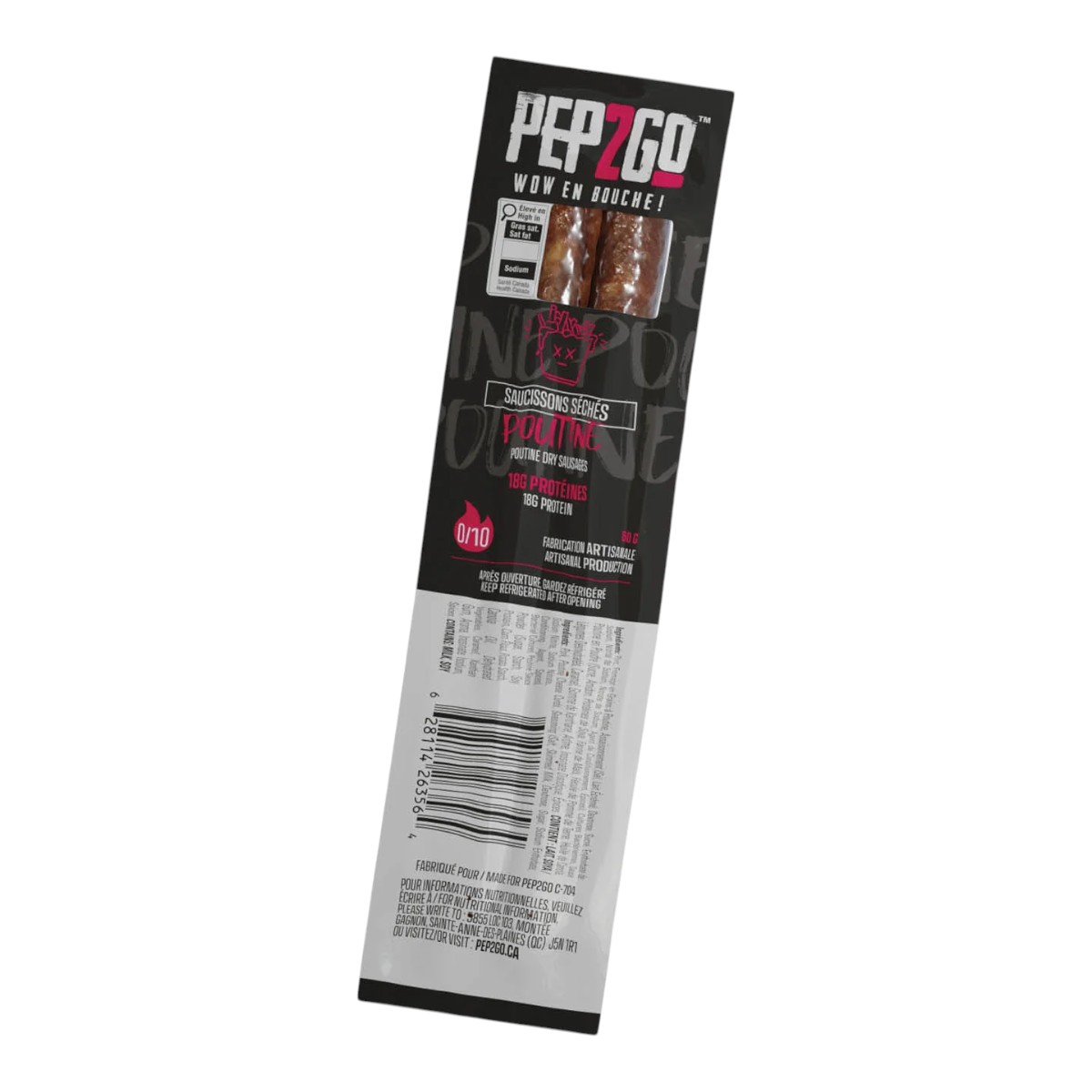 PEP2GO - 2 saucissons séchés saveur de poutine
