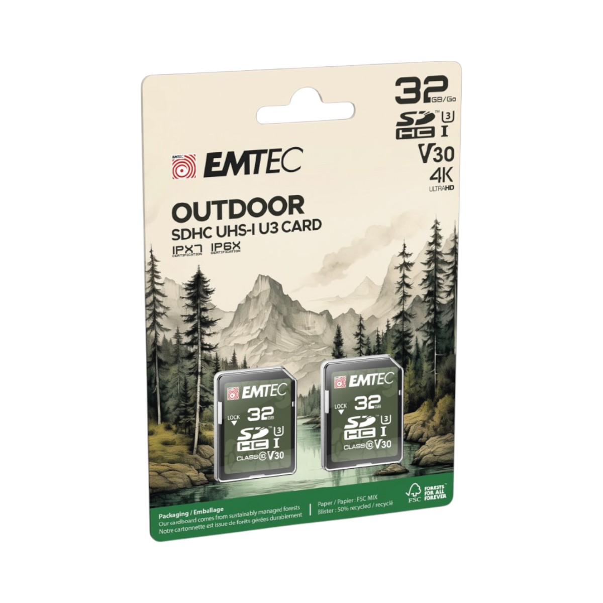 EMTEC - Outdoor SDHC Memory Card IP6X & IPX7 - 32GB, Pack of 2
