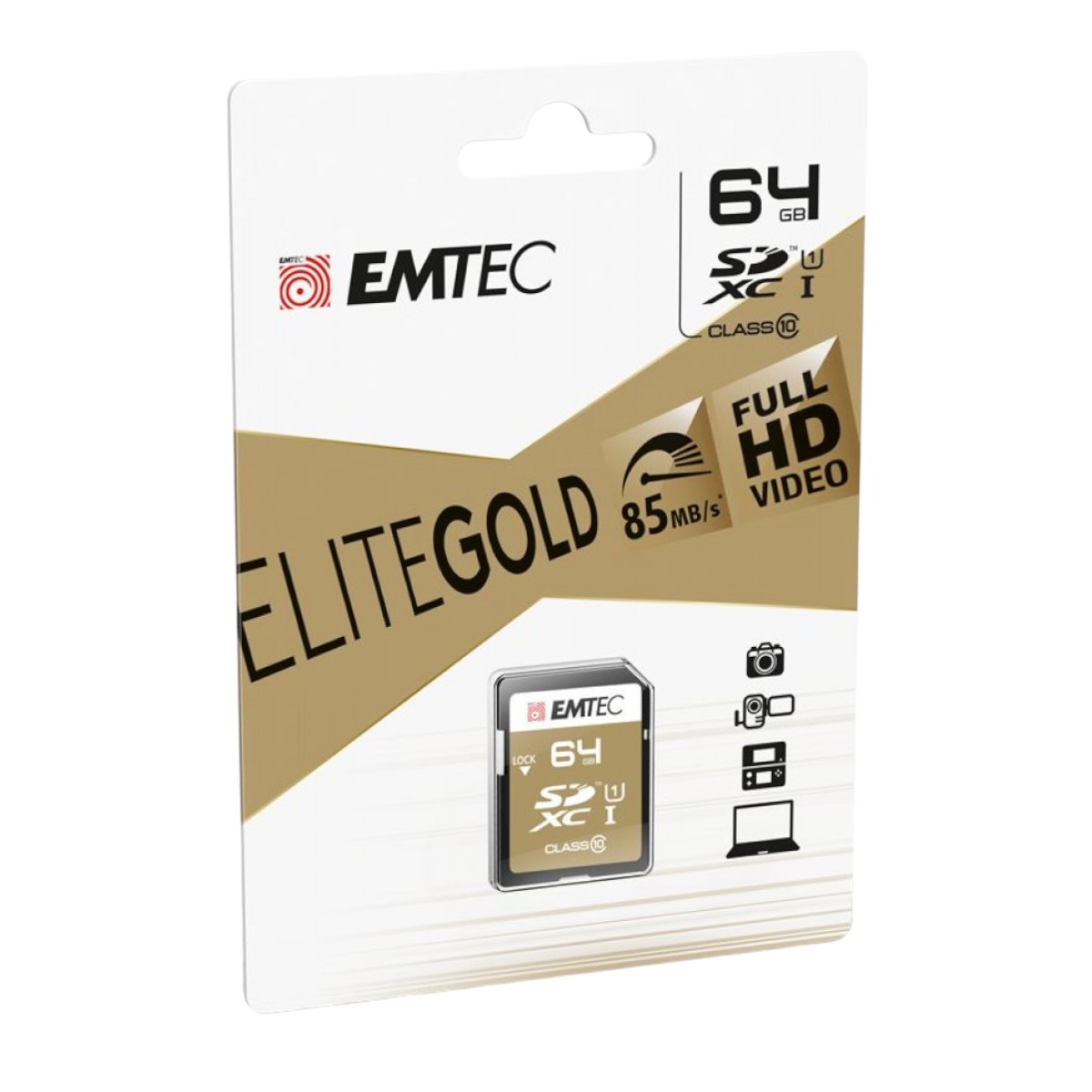 EMTEC - Carte mémoire Elite Gold SDXC 64GB Class 10 UHS-I U1