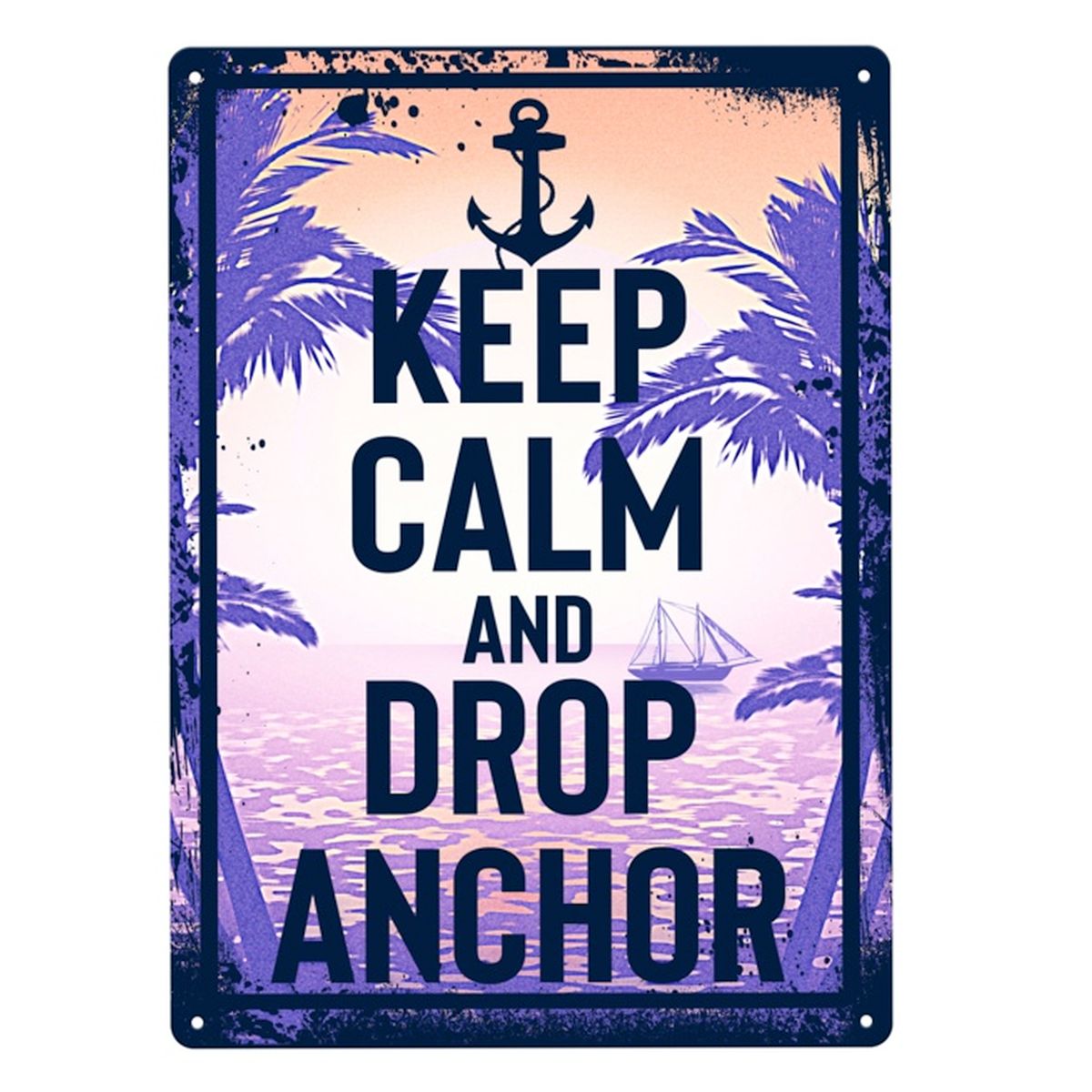 Rivers Edge Products - Panneau en métal drôle, vintage, personnalisé - Keep Calm And Drop Anchor