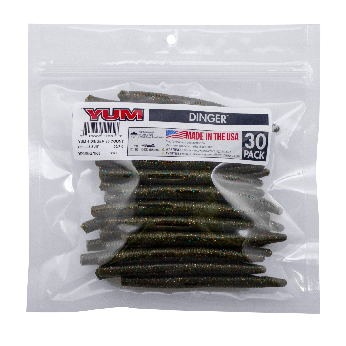 Yum - Leurre souple Vers Dinger - 4''